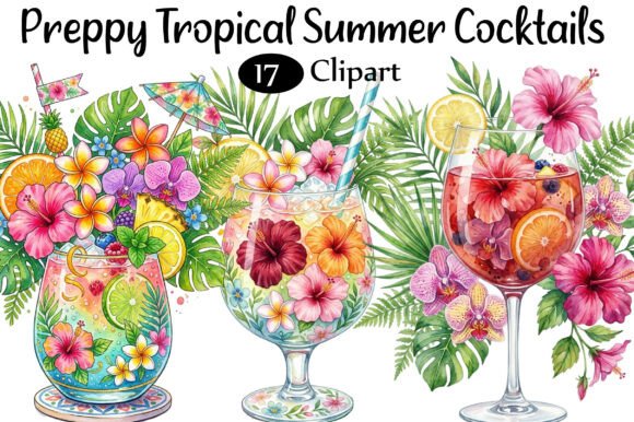 Download Preppy Tropical Summer Cocktails PNG - Summer Collection