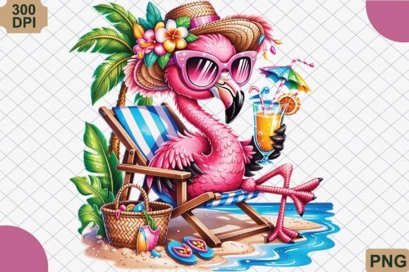 Download Tropical Flamingo Beach Chair Summer PNG - Summer Collection