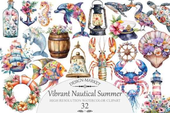 Download Vibrant Nautical Summer Clipart - Summer Collection
